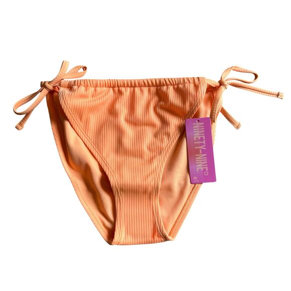 NWT! Juniors' Ninety-Nine° Tunnel Side-Tie Orange Bikini Bottoms Size Medium - Picture 1 of 6